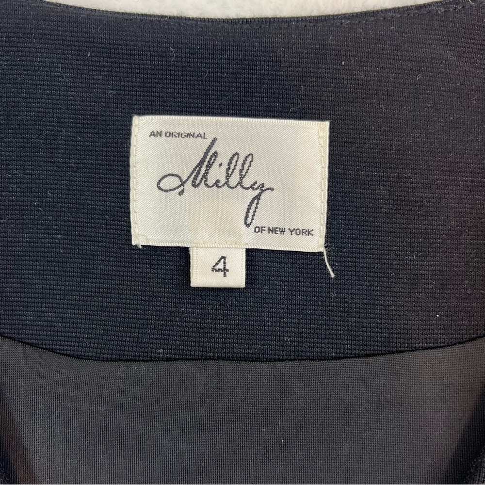 Milly Long Sleeve V Neck Belted Mini Dress Womens Sz 4 Black Pink Silk Blend - Picture 7 of 13
